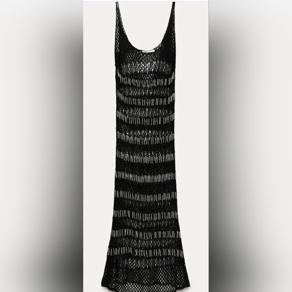 Black and Silver ZARA/ BEADED MESH DRESS